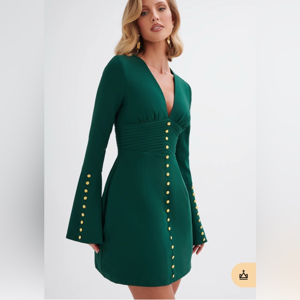 Elegant Green Dress with Gold Accents